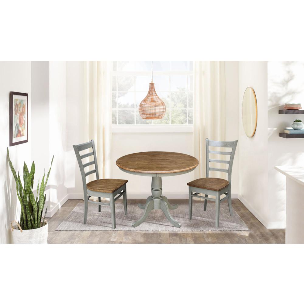 36" Round Top Pedestal Table With 2 Emily Chairs - Set of 3 Pieces. Picture 4