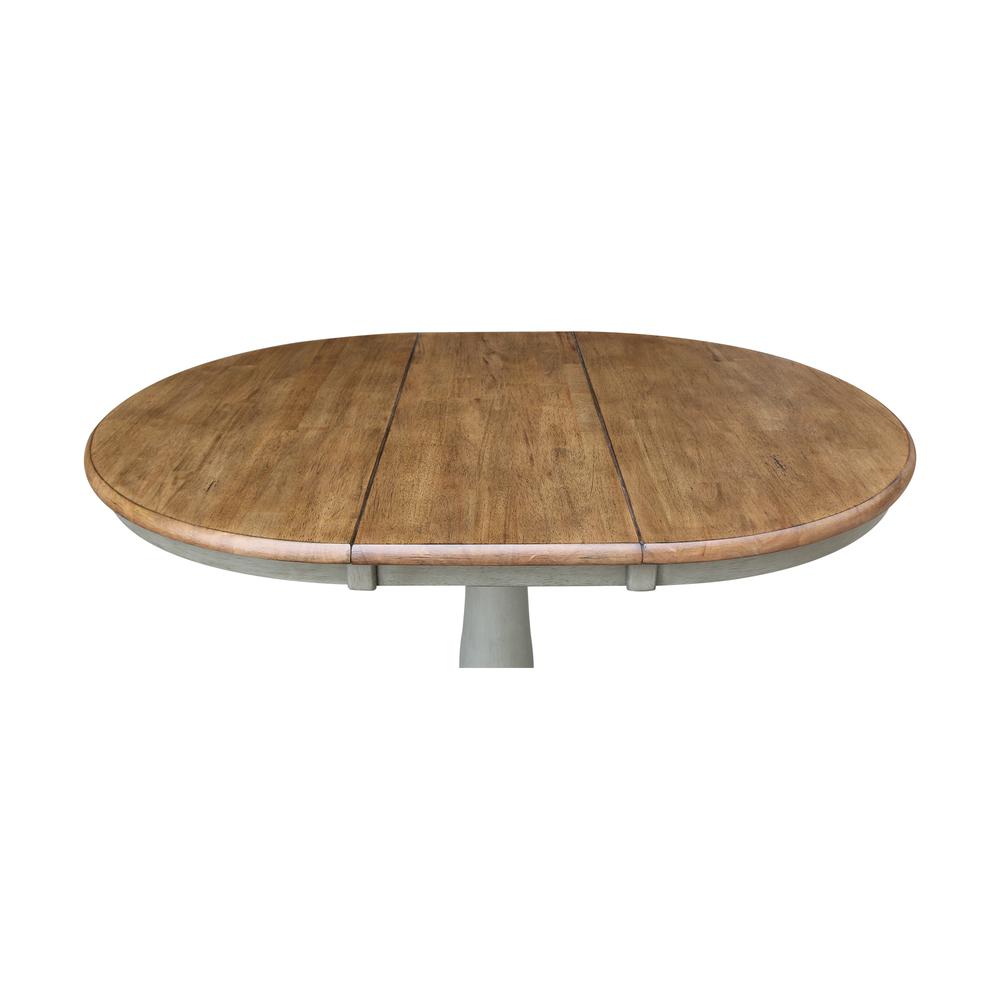 36" Round Top Pedestal Table With 12" Leaf - Dining Height - Hickory/Stone. Picture 7