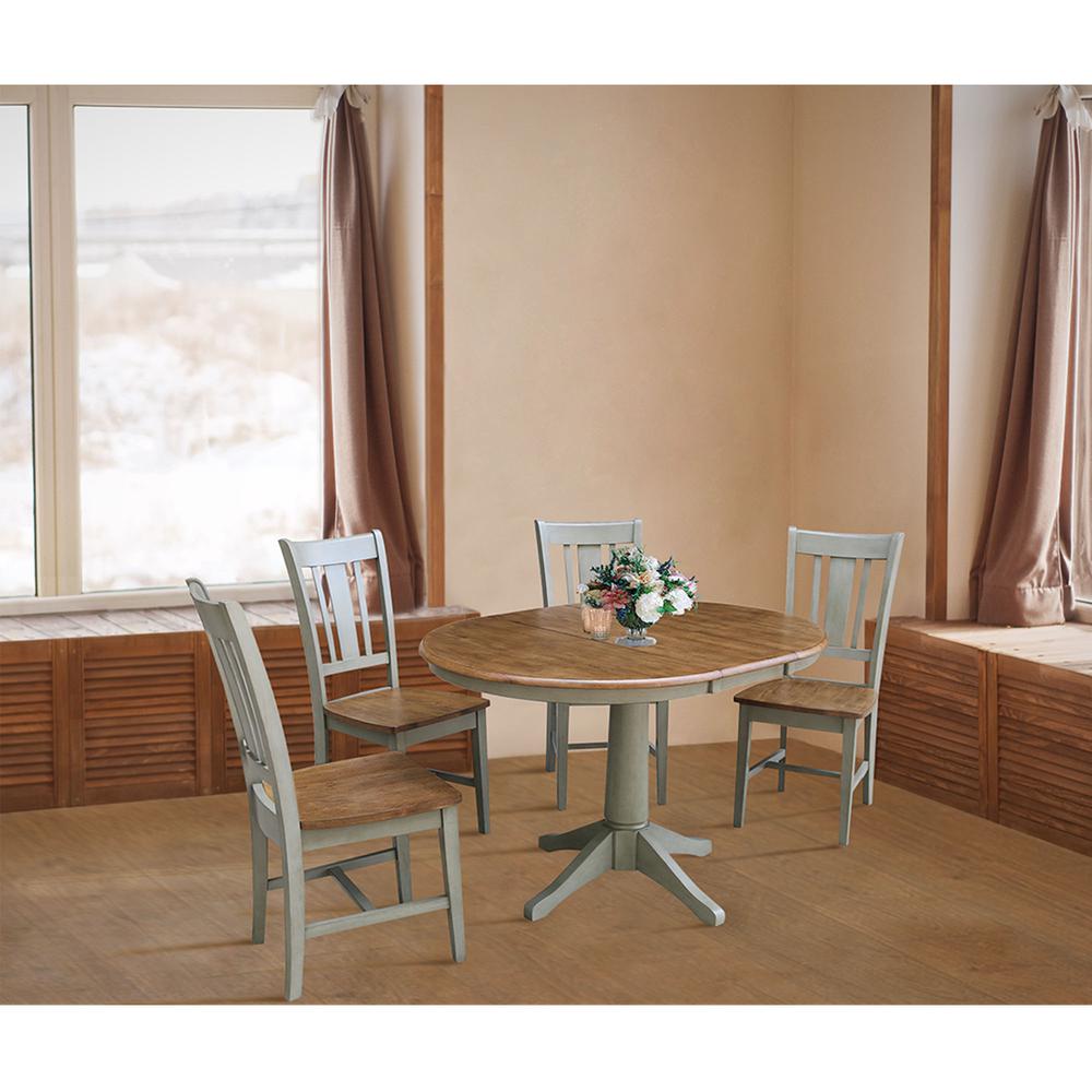 36" Round Extension Dining Table With 4 San Remo Chairs - Set of 5 Pieces. Picture 4