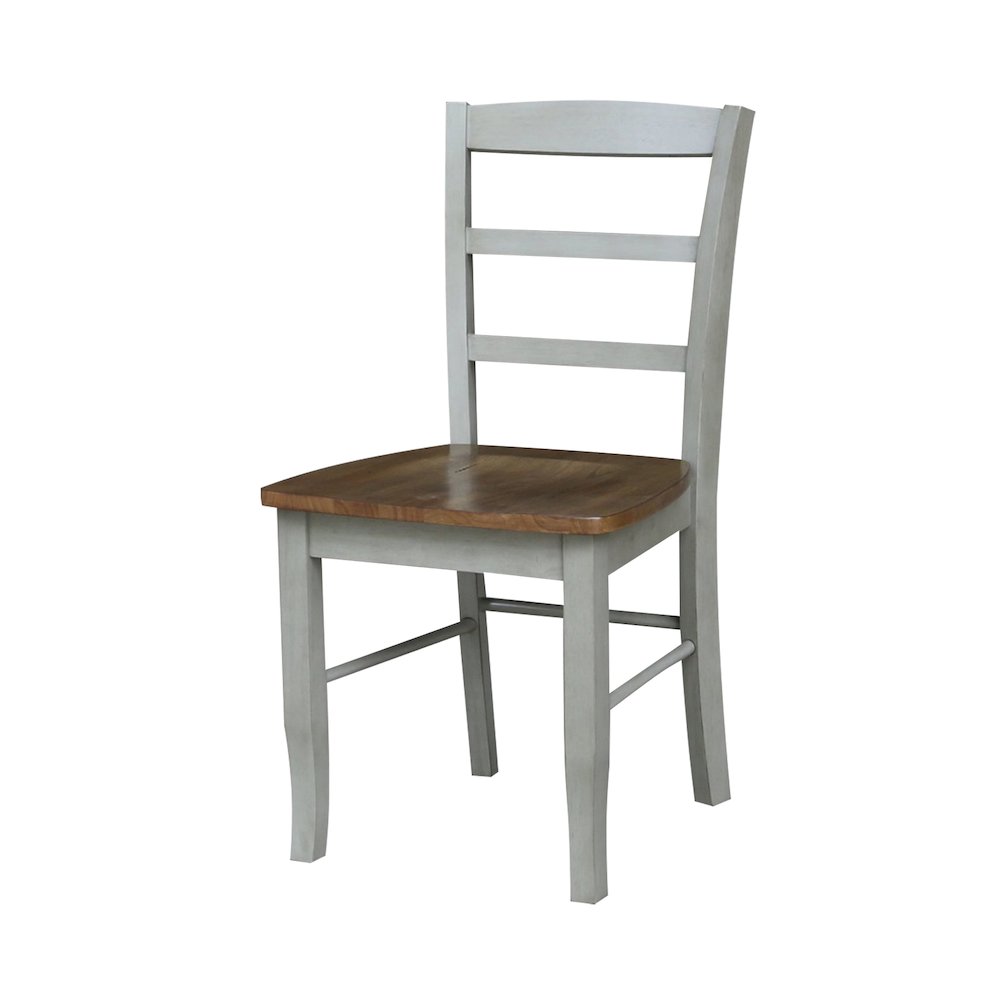 Set of 5 pcs - 36" Round Extension Dining table with 4 RTA chairs, Distressed Hickory/Stone. Picture 2