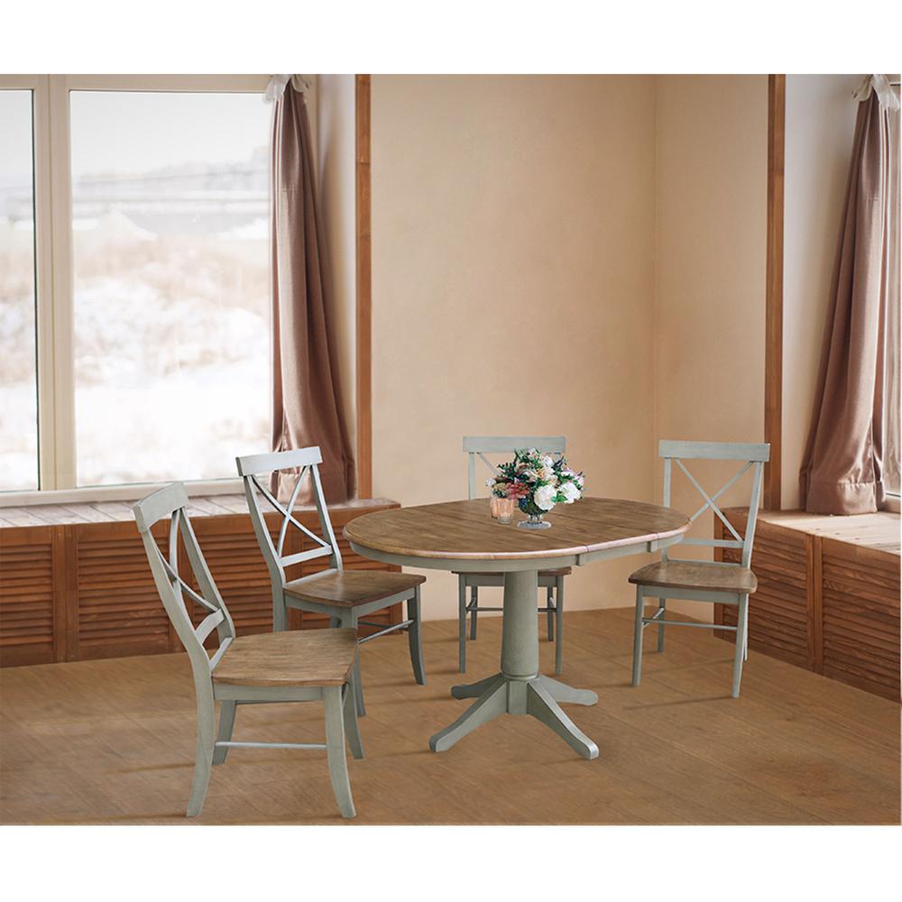 36" Round Extension Dining Table With 4 X-Back Chairs - Set of 5 Pieces. Picture 4