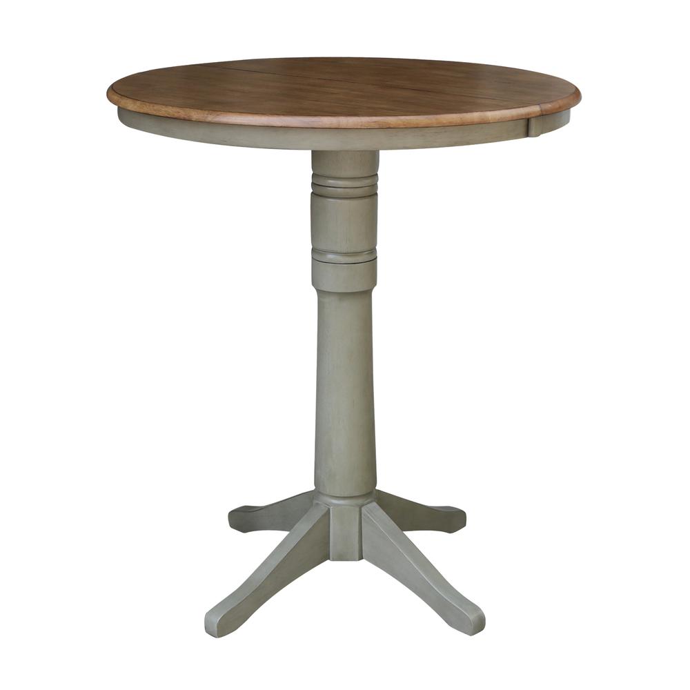 36" Round Extension Dining Table With 4 X-back Bar Height Stools - Set. Picture 2