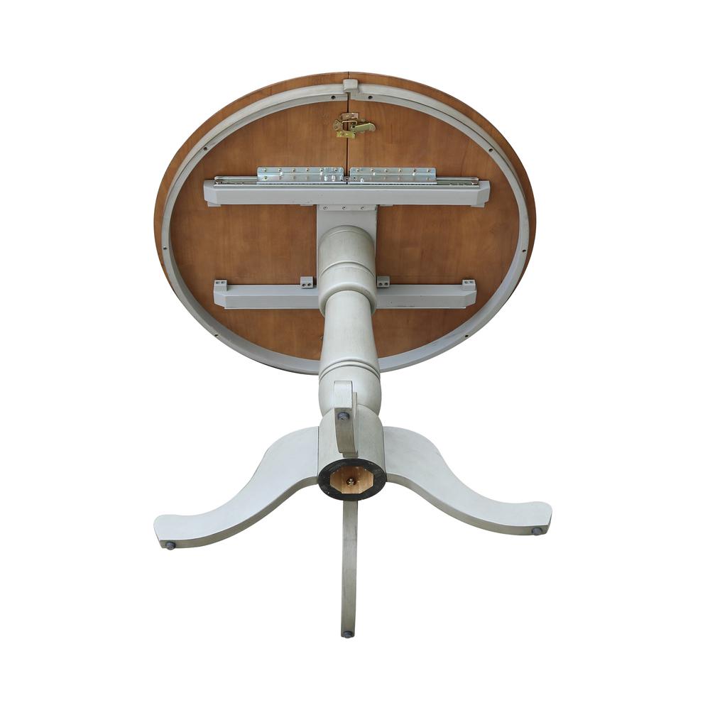 36" Round Top Pedestal Table With 12" Leaf - Counter Height - Hickory/Stone. Picture 7
