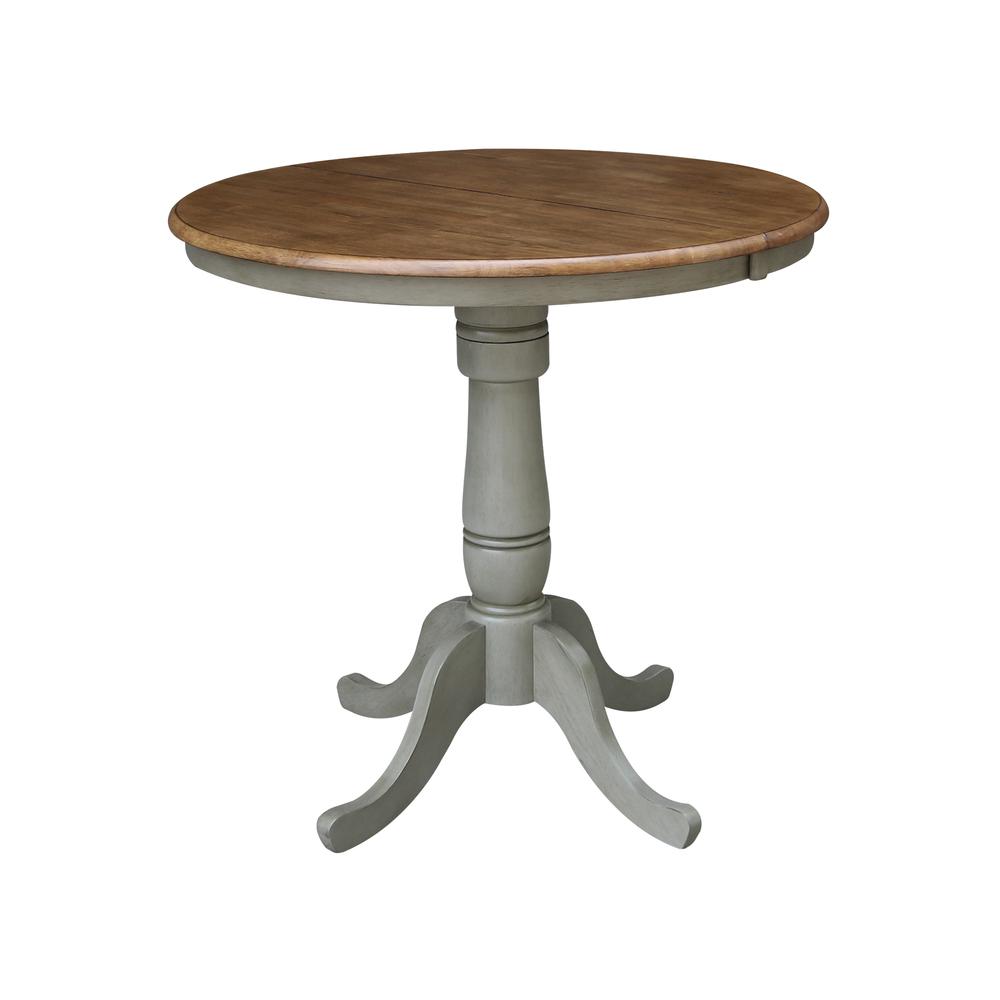 36" Round Extension Dining Table With 2 San Remo Counter Height Stools - Set of 3 Pieces. Picture 2