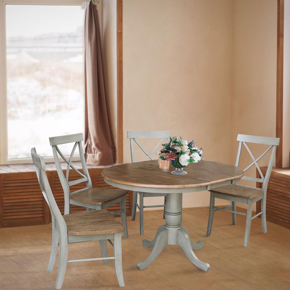 36" Round Extension Dining Table With 4 X-back Chairs - Set of 5 Piece. Picture 4