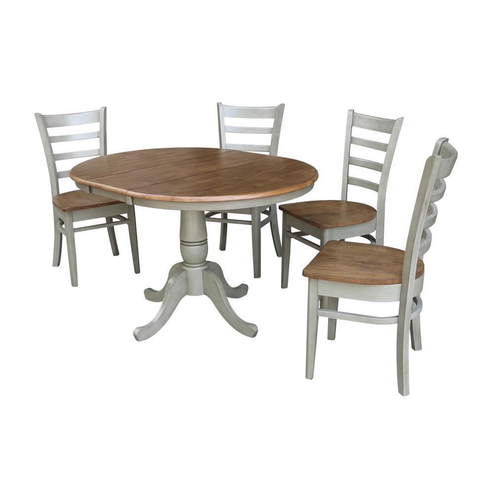 36" Round Extension Dining Table With 4 Emily Chairs - Set of 5 Piece. Picture 1
