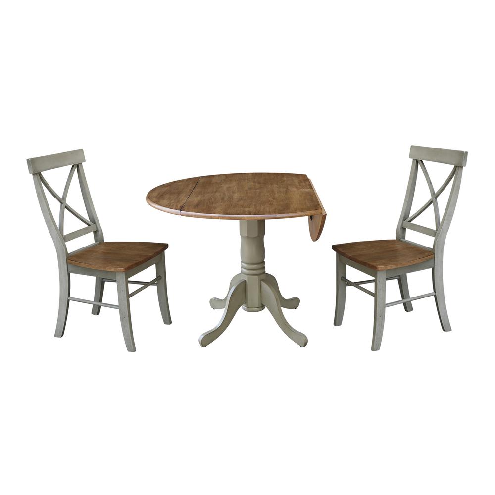 42" Dual Drop Leaf Table With 2 X-Back Chairs - Set of 3 Pieces. Picture 2