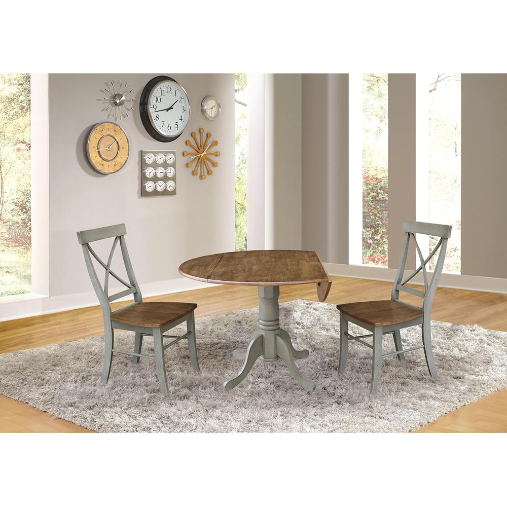 42" Dual Drop Leaf Table With 2 X-Back Chairs - Set of 3 Pieces. Picture 7
