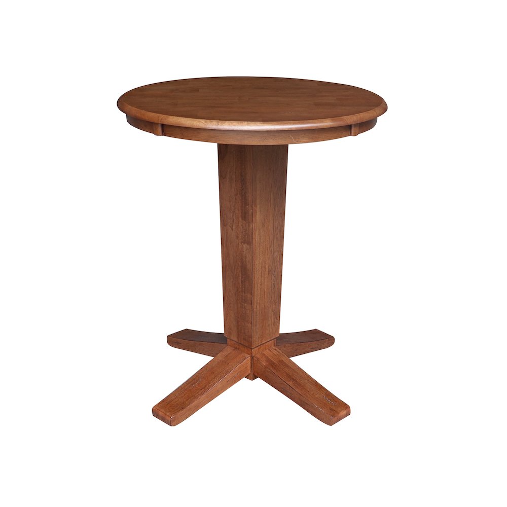 30 in Round Top Counter Height Pedestal Dining Table in Distressed Oak. Picture 4