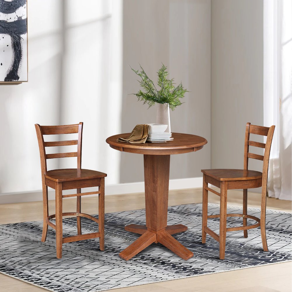 30 in Round Top Counter Height Dining Table with 2 Stools - 3 Piece Set. Picture 2