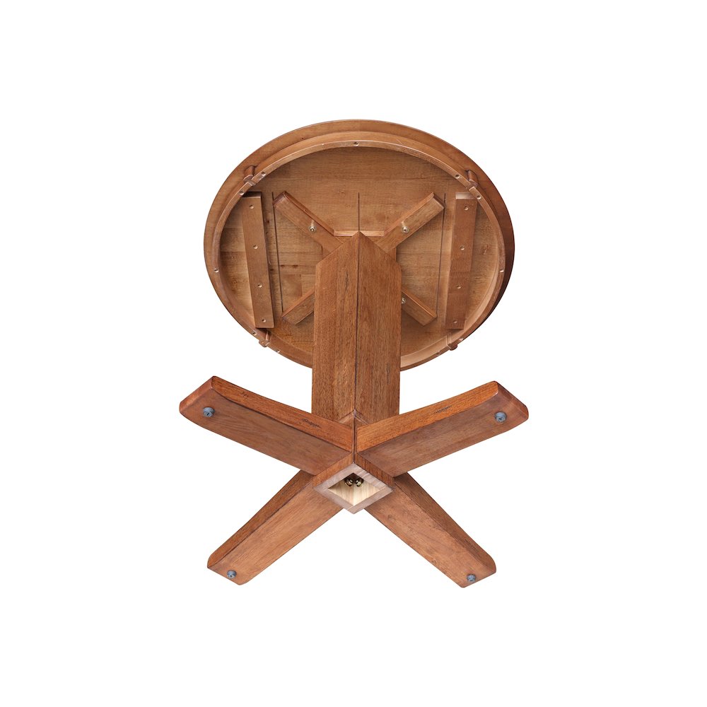 30 in Round Top Pedestal Dining Table in Distressed Oak. Picture 3