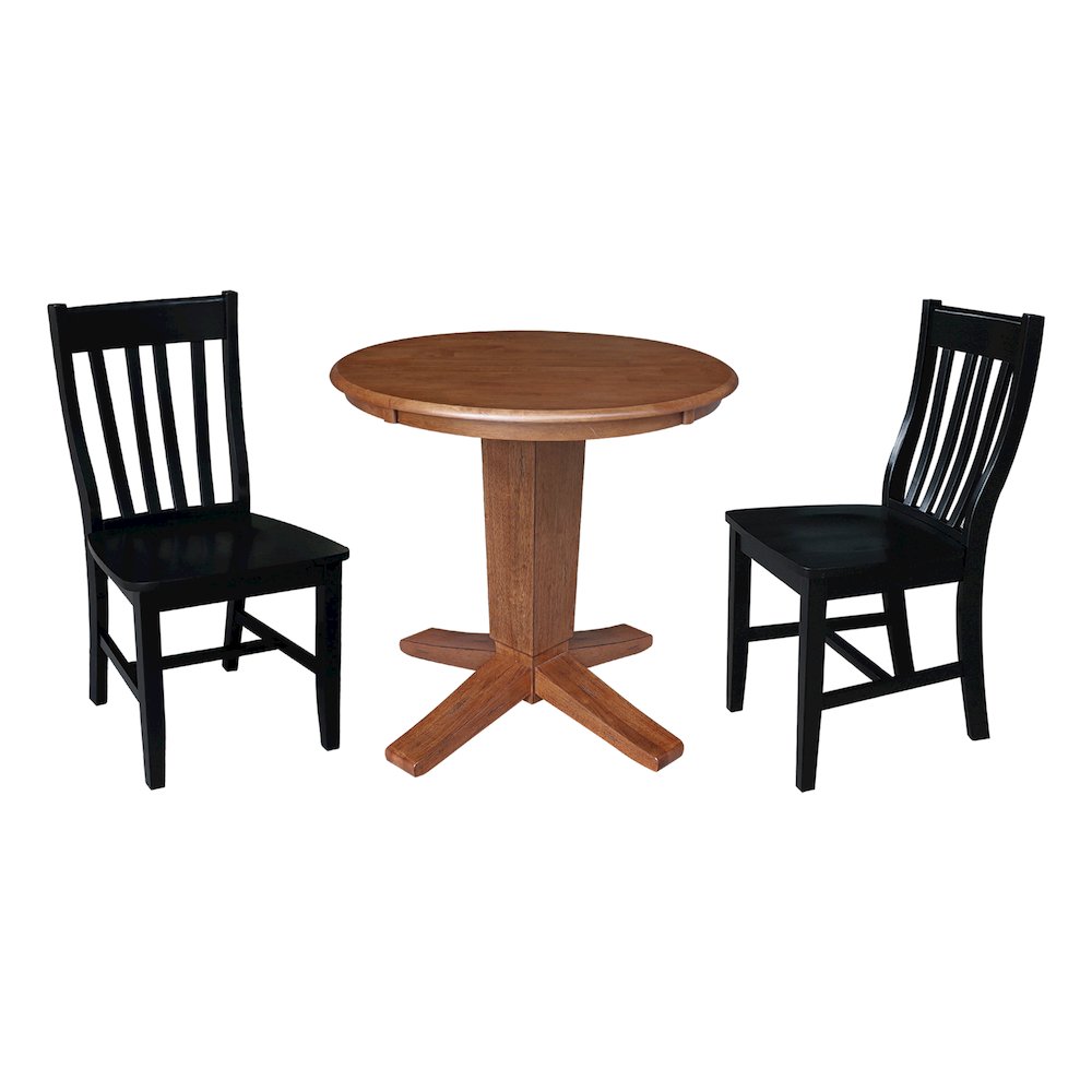 30 in Round Top Pedestal Dining Table with Dining Chairs/Black