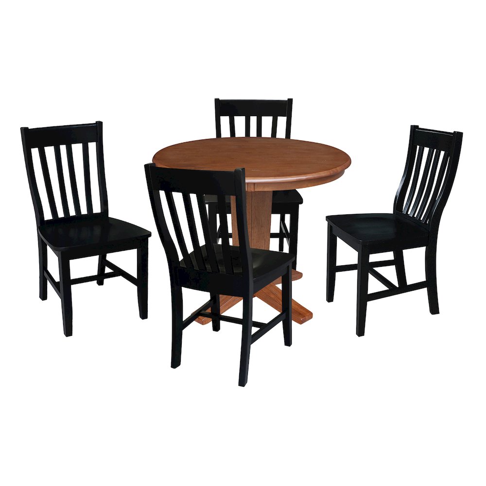 36 in Round Top Pedestal Dining Table with 4 Dining Chairs/Black - 5 Piece Set. Picture 4