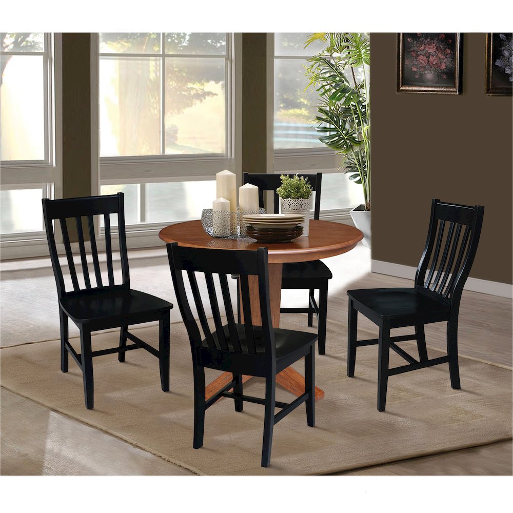 36 in Round Top Pedestal Dining Table with 4 Dining Chairs/Black - 5 Piece Set. Picture 2
