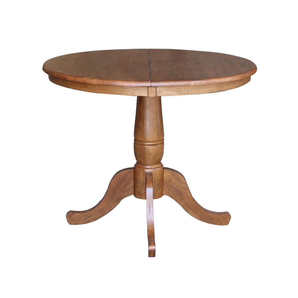 36" Round Top Pedestal Table with 12" Leaf - 29.3" H- 55722. Picture 2