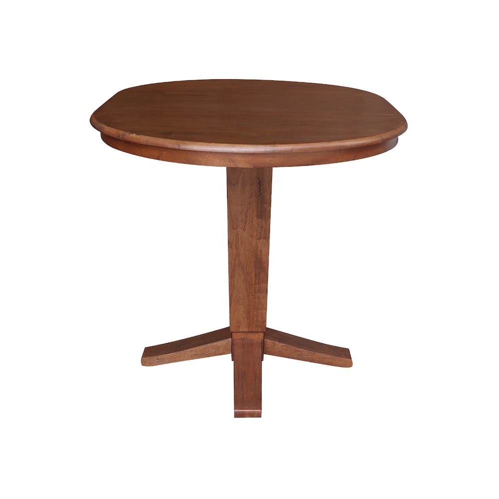 36 in Round Top Pedestal Counter Height Dining Table with 12 in Leaf. Picture 5