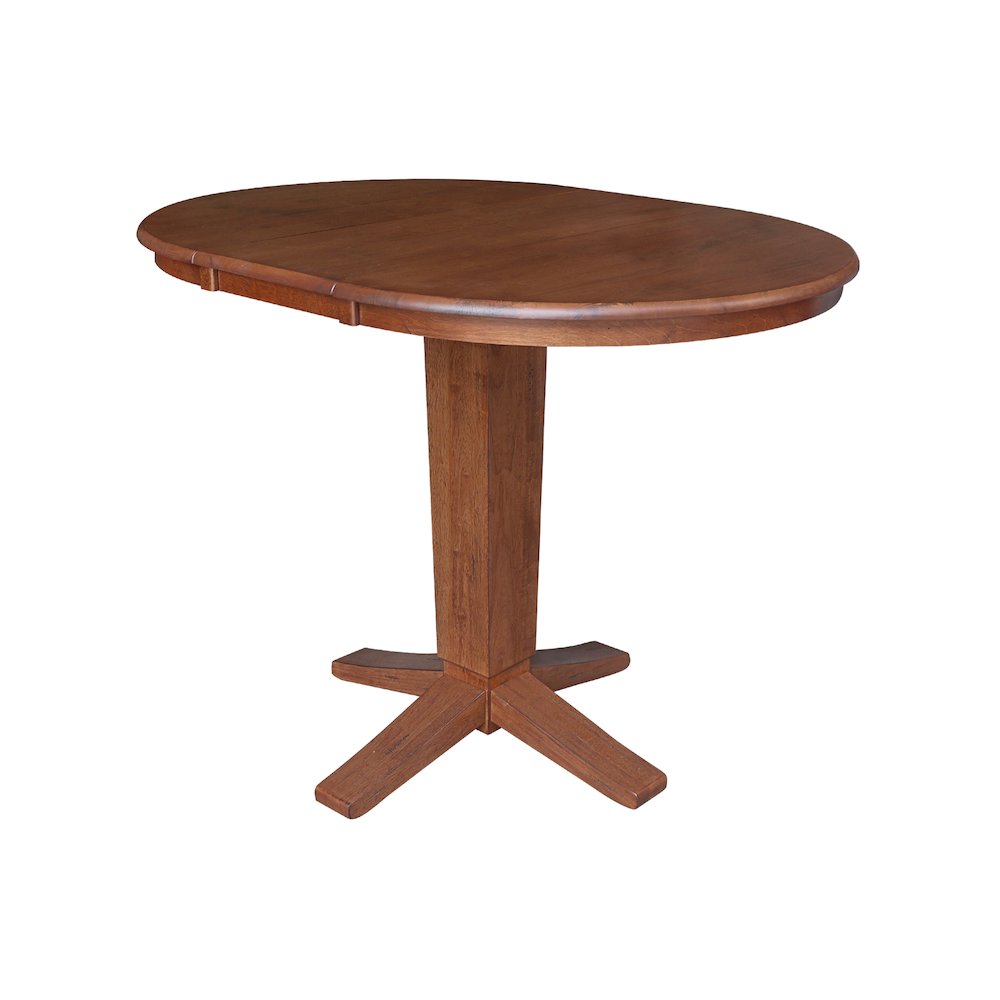 36 in Round Counter Height Dining Table with 12 in Leaf Pcs - 5 Piece Set. Picture 4