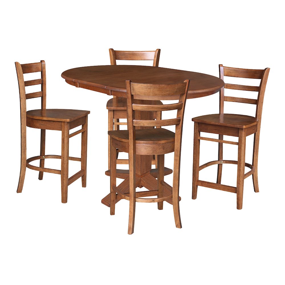 36 in Round Counter Height Dining Table with 12 in Leaf Pcs - 5 Piece Set. Picture 5