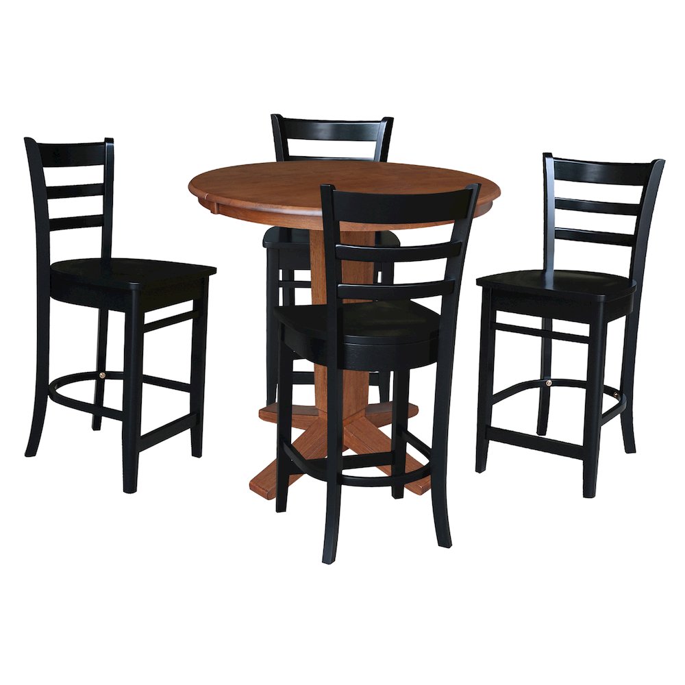 36 in Round Counter Height Dining Table with 12 in Leaf Pcs - 5 Piece Set. Picture 5