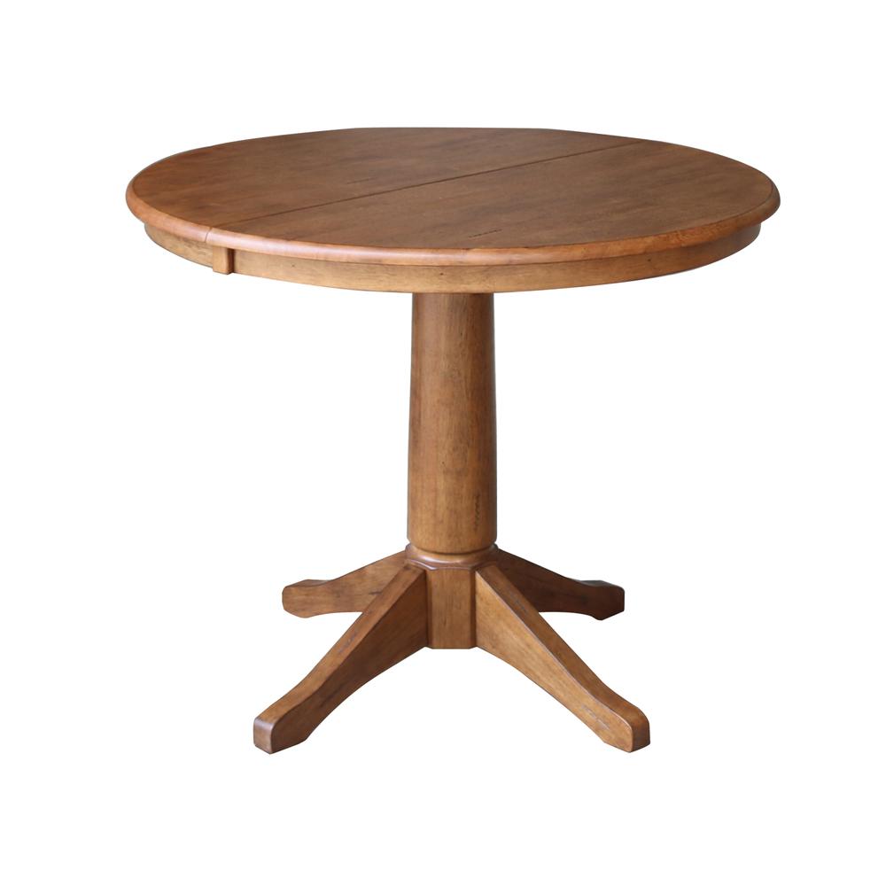 36" Round Top Pedestal Table with 12" Leaf - 3.1" H- 55737. Picture 1