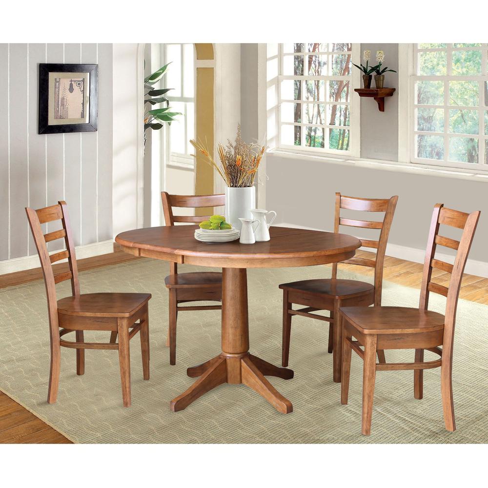 36" Round Extension Dining Table with 4 Chairs- 557455. Picture 3