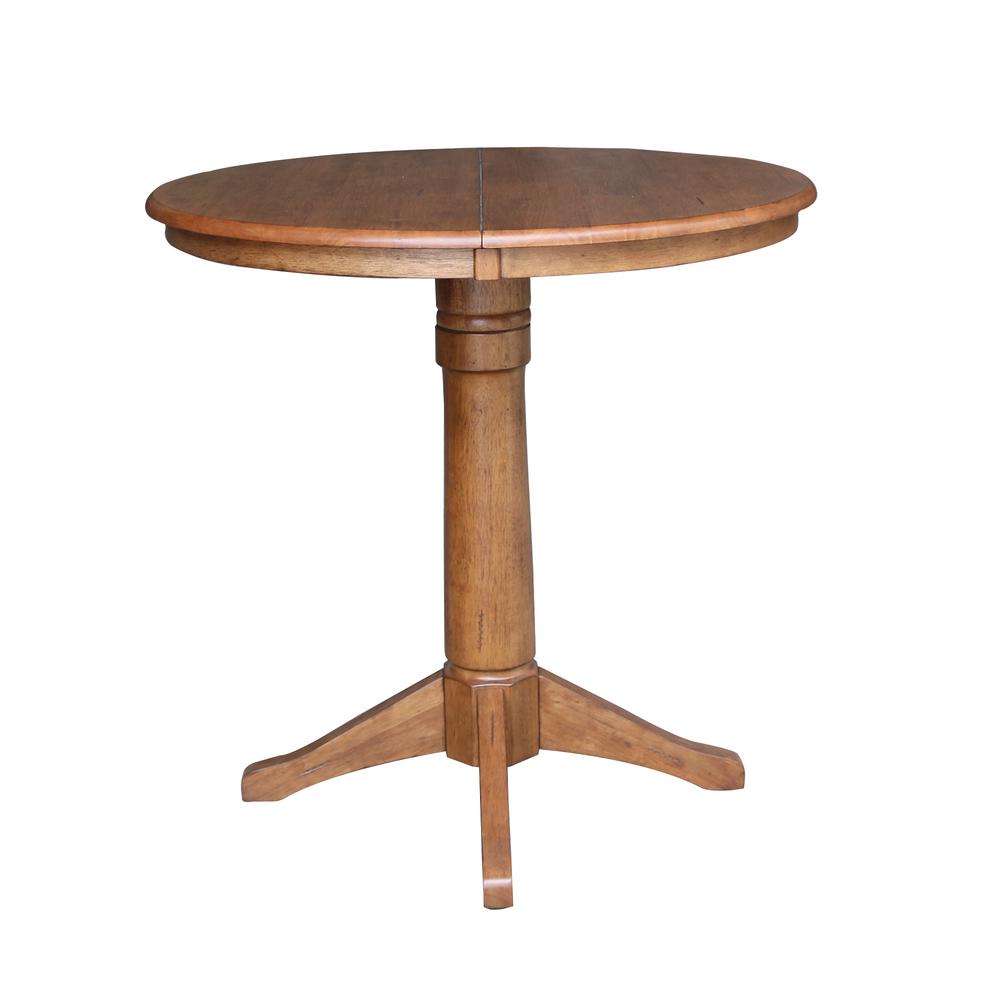 36" Round Extension Dining Table with 2 X-Back Stools- 557486. Picture 2