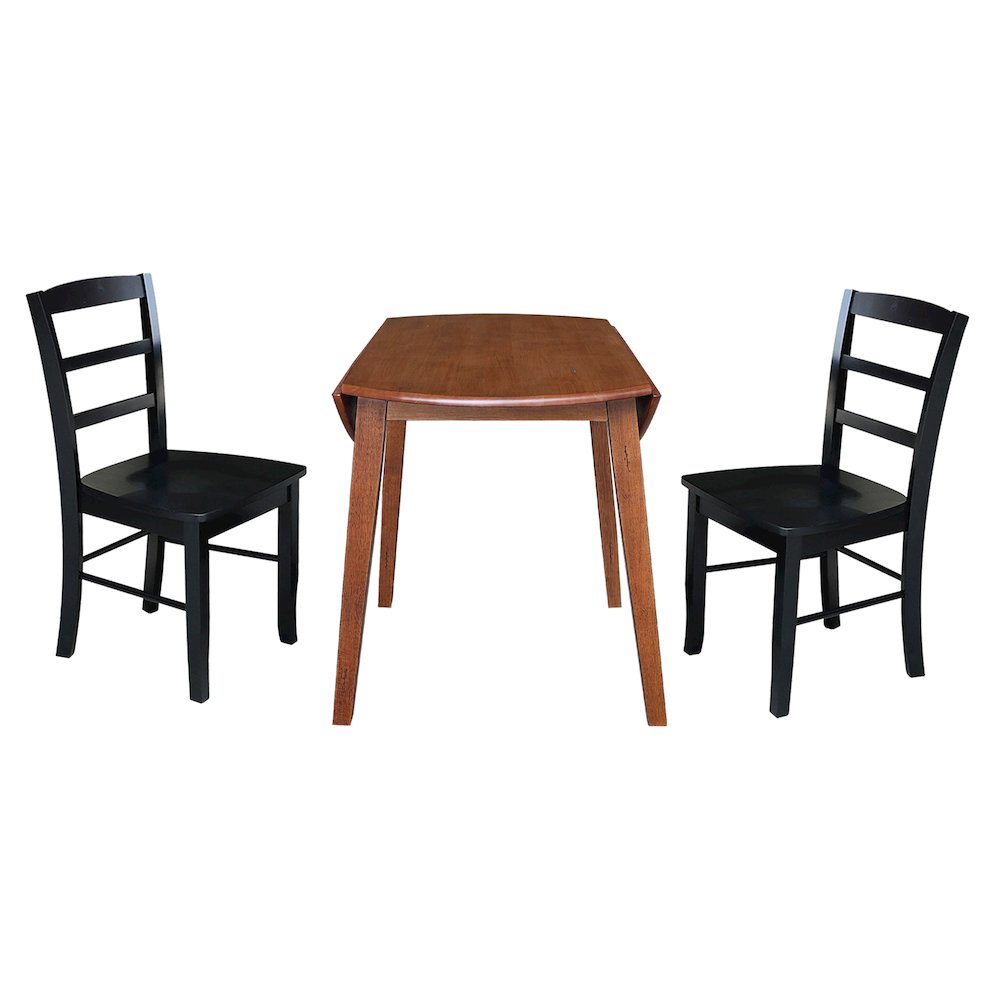 Set of 3 pcs - 42" Round Dual Drop Leaf Table with 2 RTA chairs. Picture 6