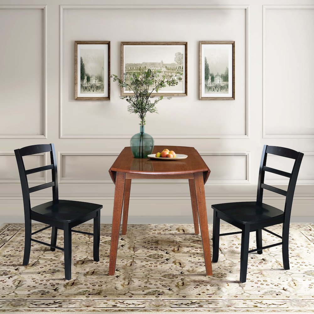 Set of 3 pcs - 42" Round Dual Drop Leaf Table with 2 RTA chairs. Picture 5