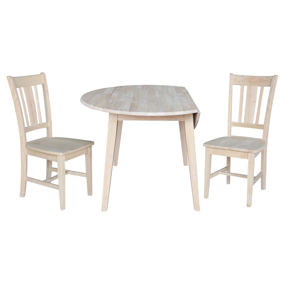 Set of 3 pcs - 42" Round Dual Drop Leaf Table with 2 RTA chairs. Picture 4