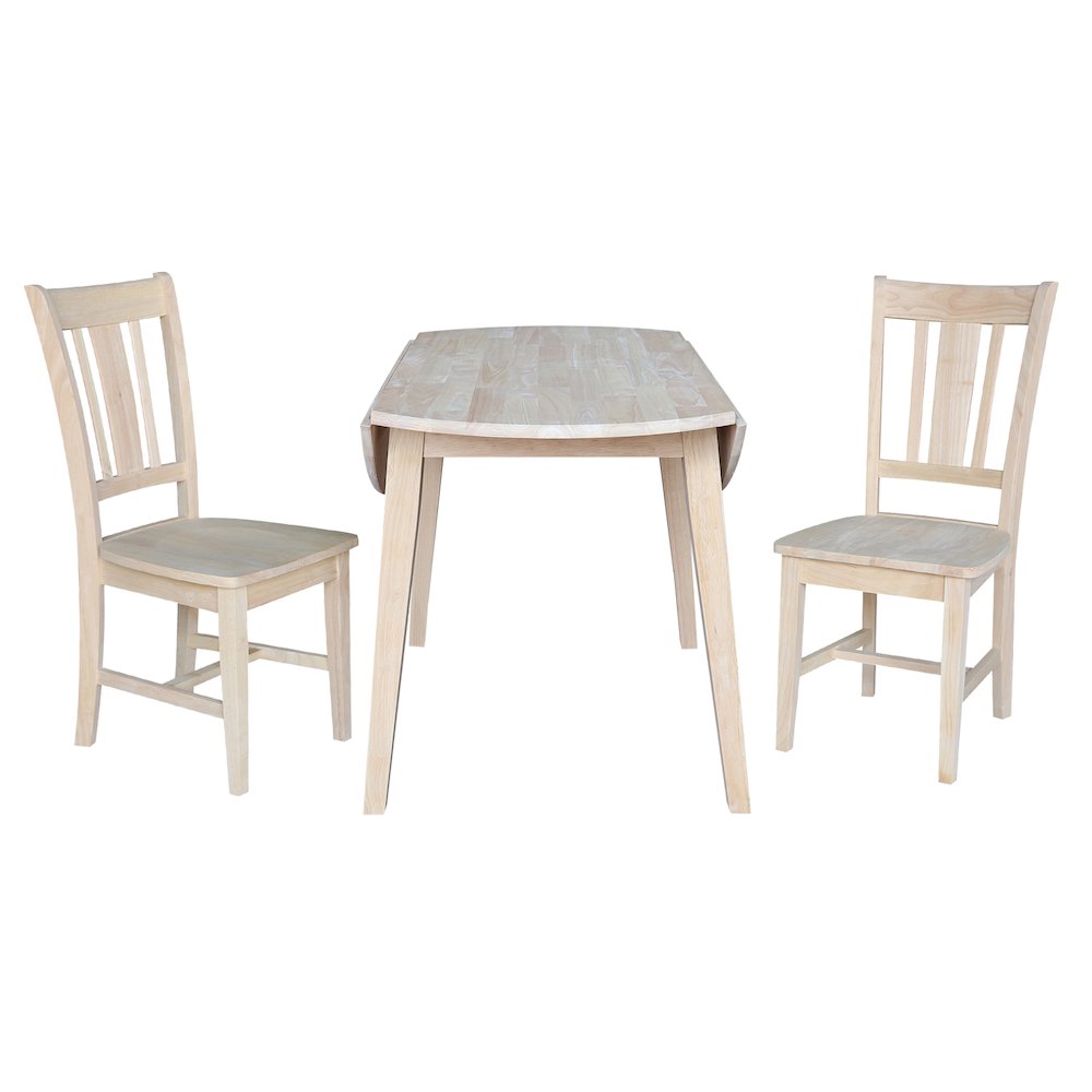 Set of 3 pcs - 42" Round Dual Drop Leaf Table with 2 RTA chairs. Picture 5