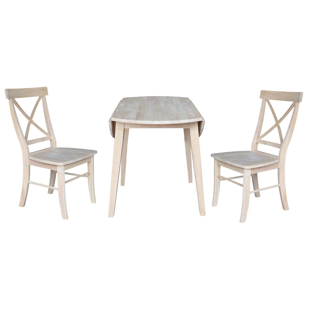 Set of 3 pcs - 42" Round Dual Drop Leaf Table with 2 RTA chairs. Picture 5