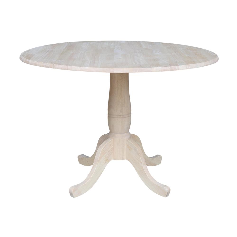 42" Round Dual Drop Leaf Pedestal Table - 29.5"H, Unfinished, Ready to finish. Picture 1