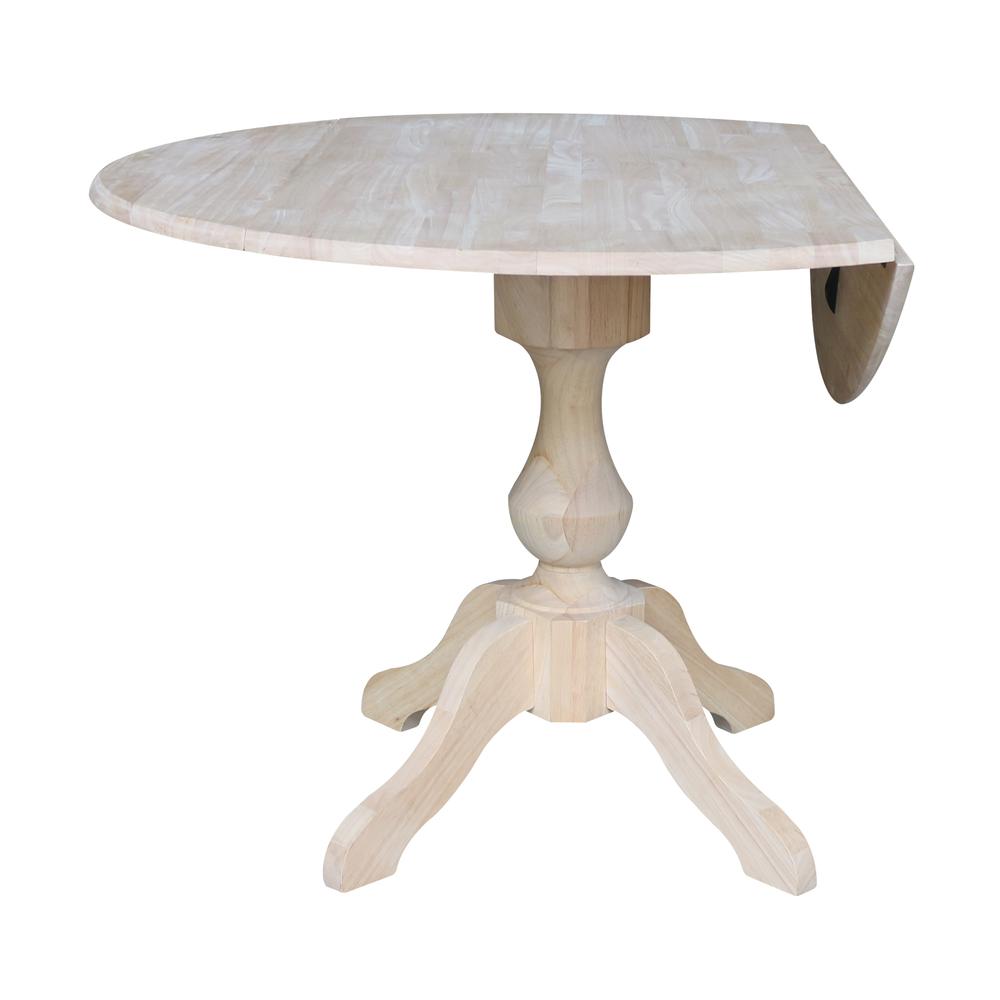 42" Round Dual Drop Leaf Pedestal Table - 30.3"H, Unfinished, Ready to finish. Picture 3