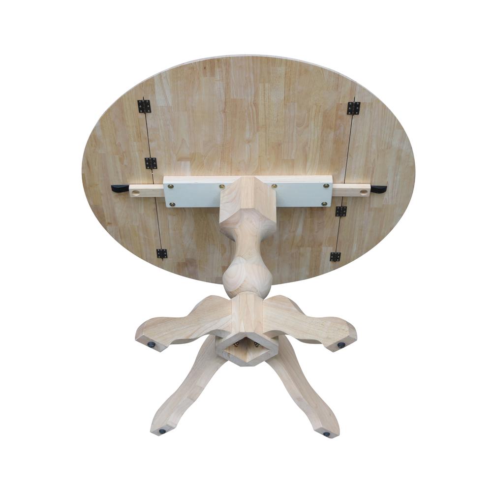 42" Round Dual Drop Leaf Pedestal Table - 30.3"H, Unfinished, Ready to finish. Picture 11