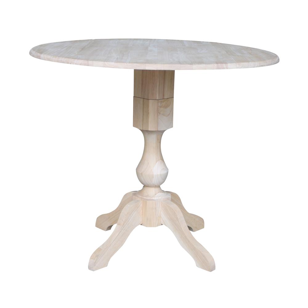42" Round Dual Drop Leaf Pedestal Table - 36.3"H, Unfinished, Ready to finish. Picture 1