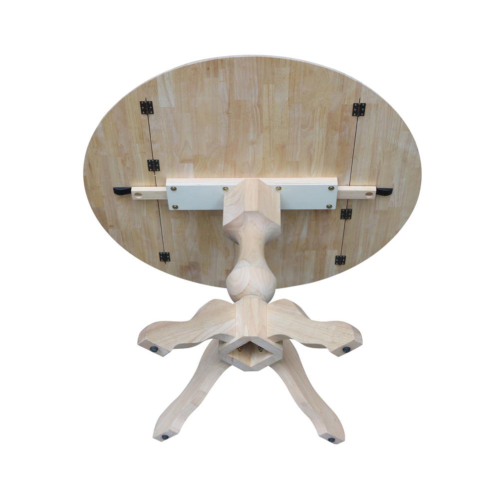 42" Round Dual Drop Leaf Pedestal Table - 36.3"H, Unfinished, Ready to finish. Picture 4