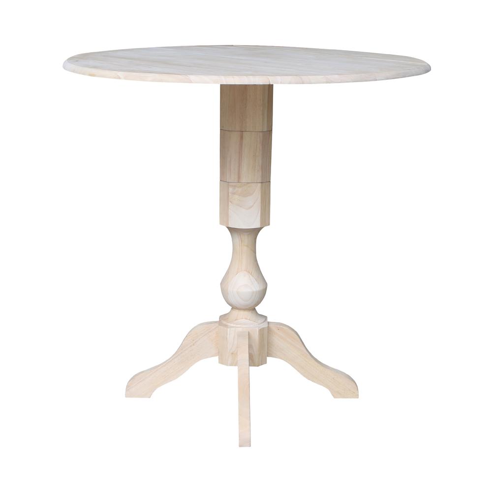 42" Round Dual Drop Leaf Pedestal Table - 42.3"H, Unfinished, Ready to finish. Picture 2