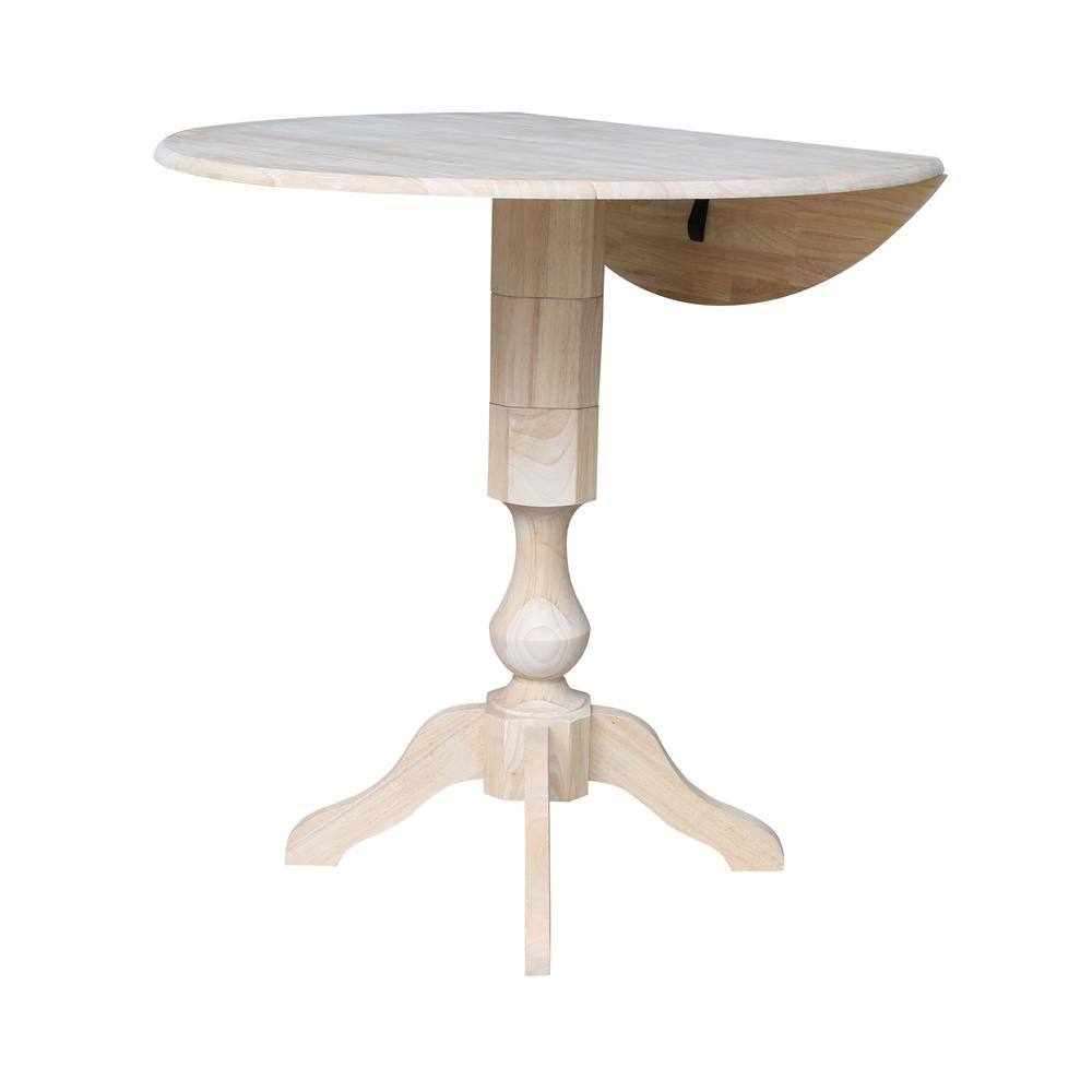 42" Round Dual Drop Leaf Pedestal Table - 42.3"H, Unfinished, Ready to finish. Picture 3