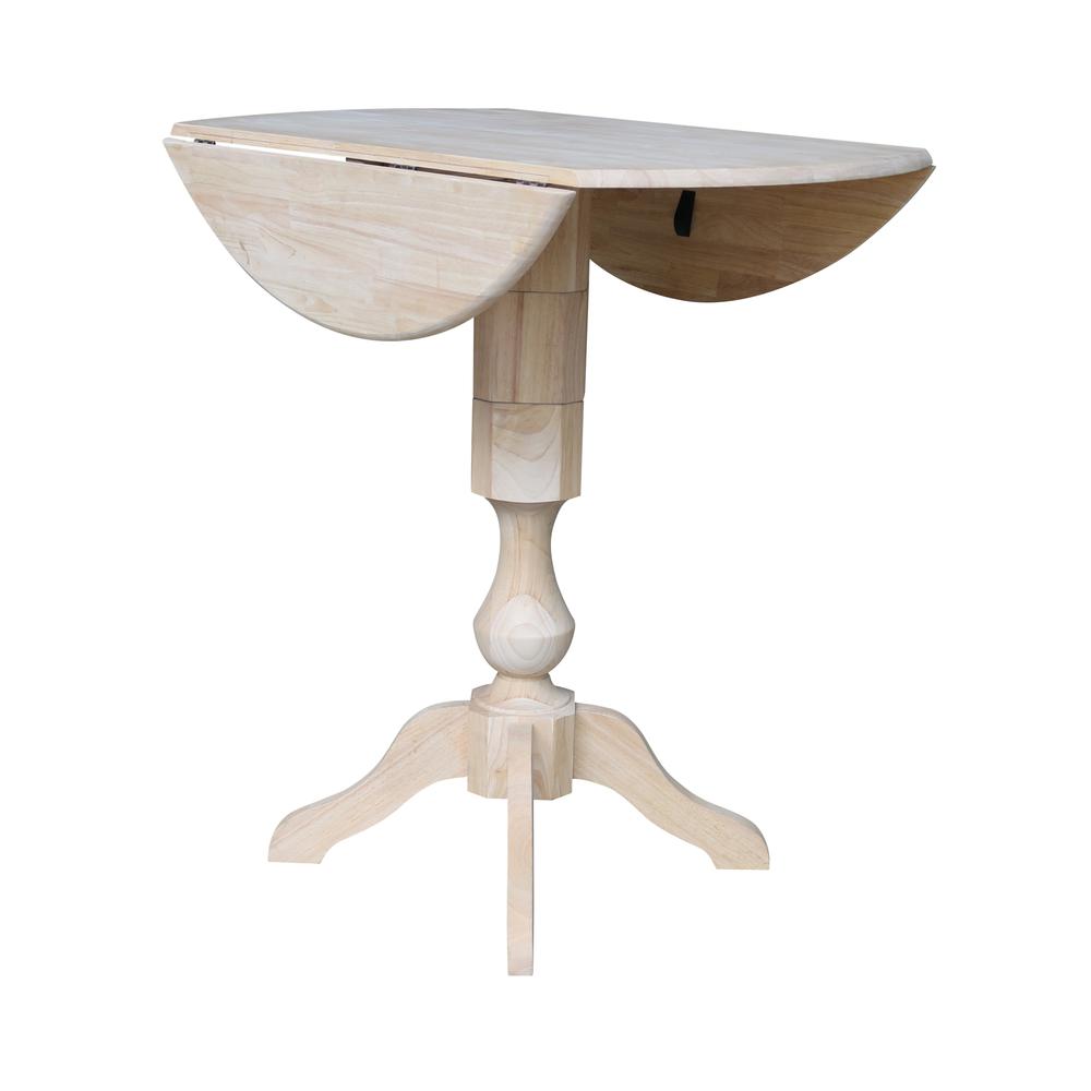 42" Round Dual Drop Leaf Pedestal Table - 42.3"H, Unfinished, Ready to finish. Picture 4