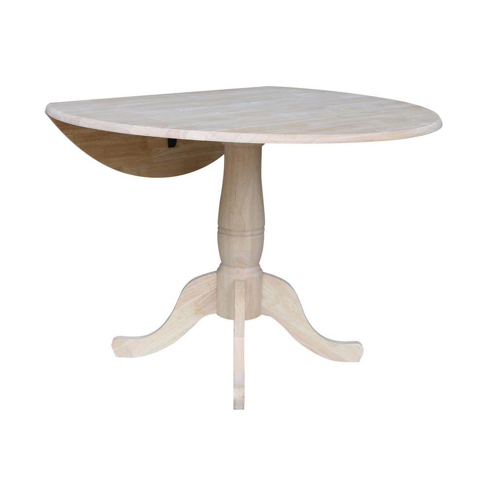 42" Round Dual Drop Leaf Pedestal Table - 29.5"H, Unfinished, Ready to finish. Picture 4
