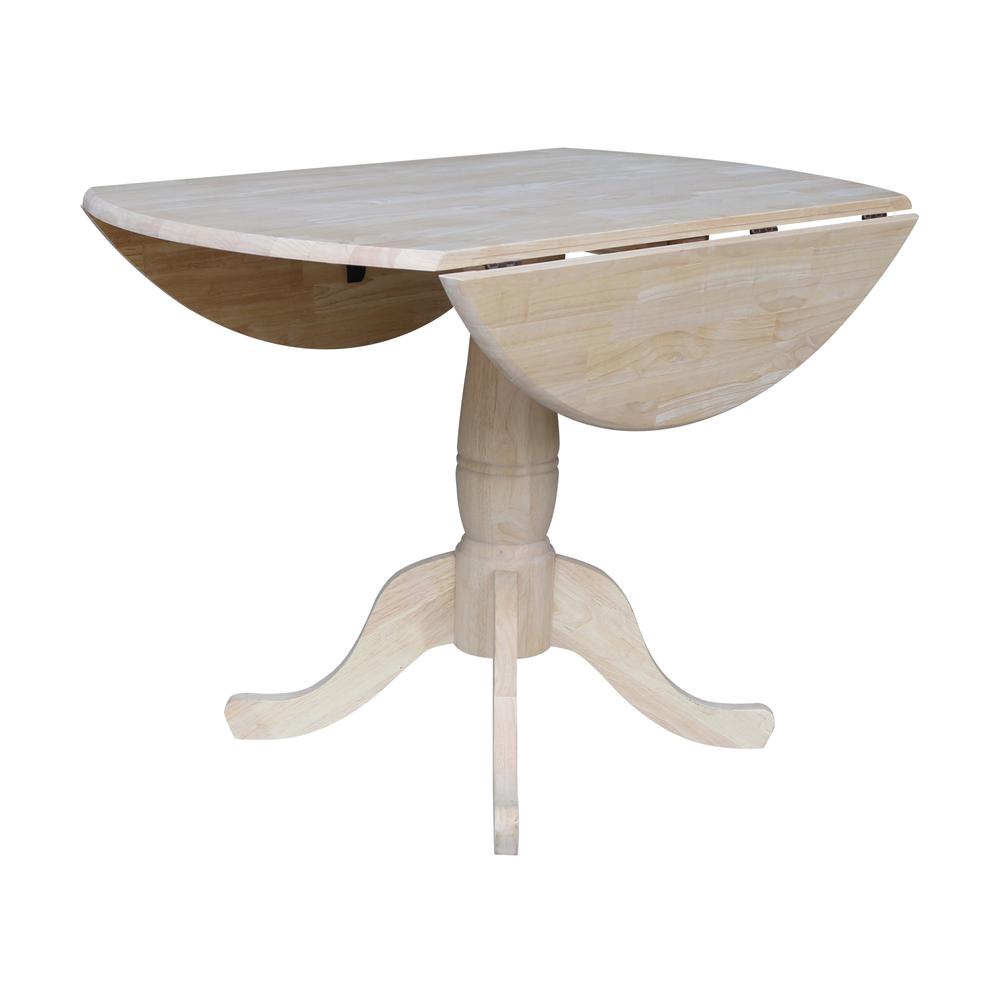 42" Round Dual Drop Leaf Pedestal Table - 29.5"H, Unfinished, Ready to finish. Picture 5