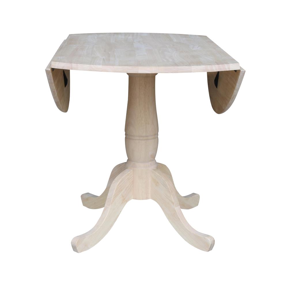 42" Round Dual Drop Leaf Pedestal Table - 29.5"H, Unfinished, Ready to finish. Picture 3
