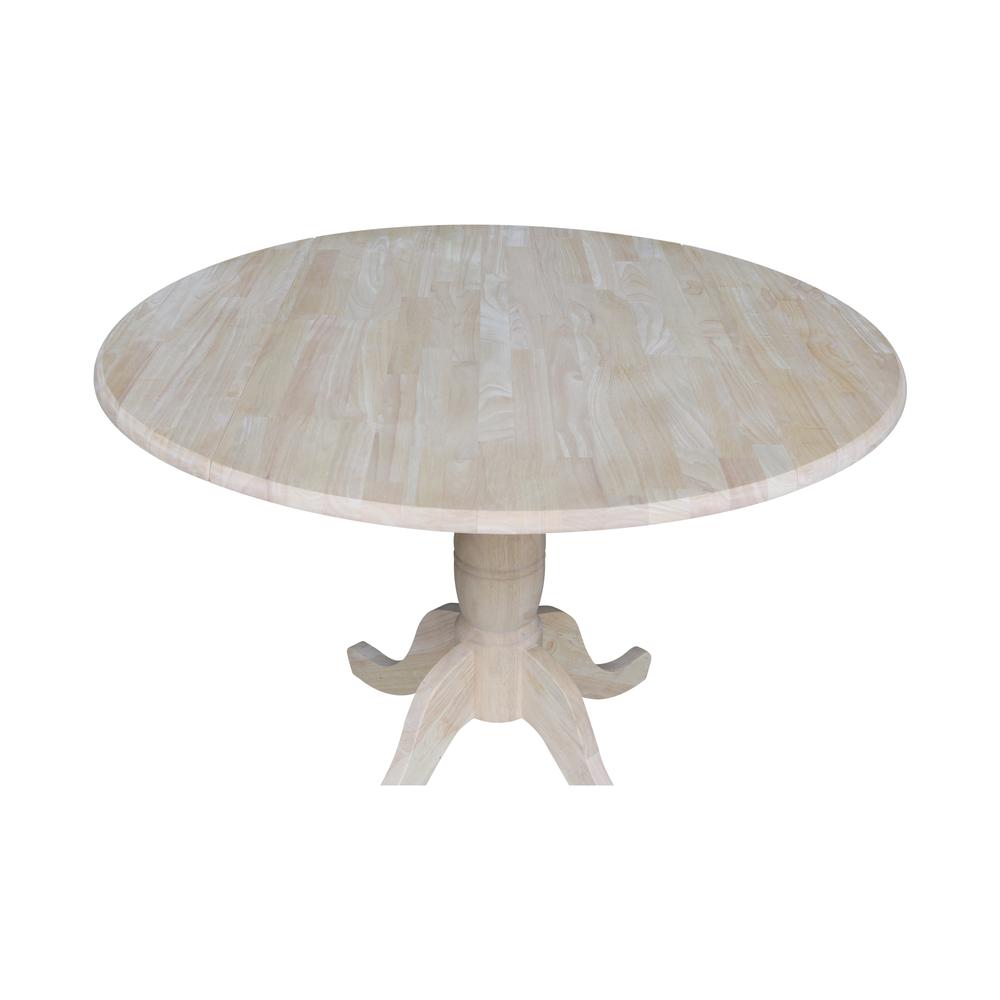 42" Round Dual Drop Leaf Pedestal Table - 29.5"H, Unfinished, Ready to finish. Picture 7