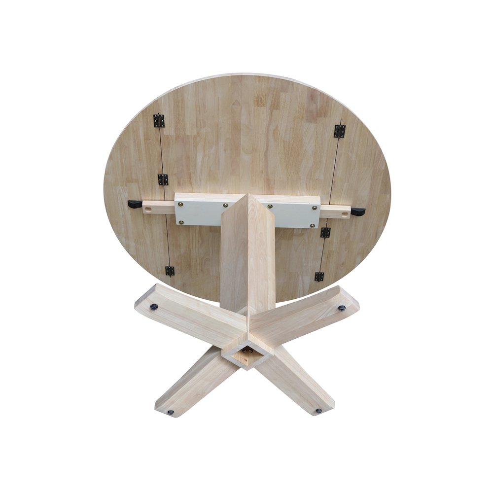 42 in Round Dual Drop Leaf Pedestal Dining Table in Unfinished. Picture 5