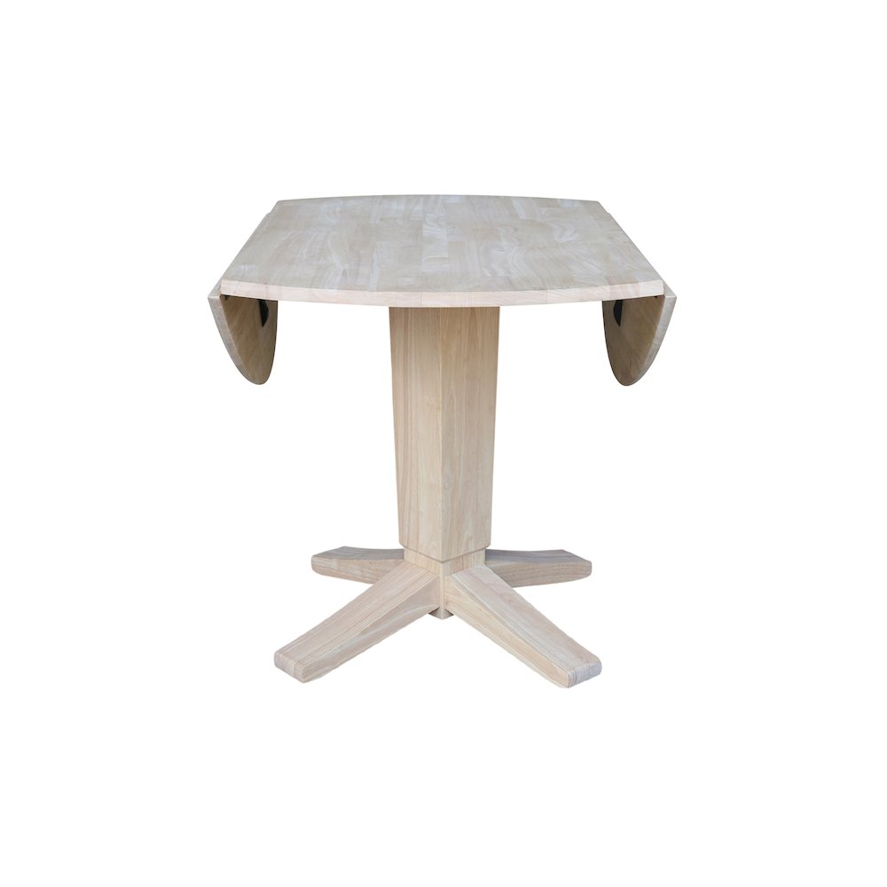 42 in Round Dual Drop Leaf Pedestal Dining Table in Unfinished. Picture 7