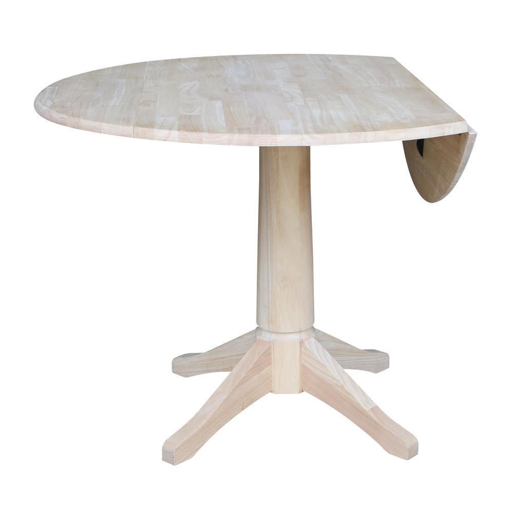 42" Round Dual Drop Leaf Pedestal Table - 30.3"H, Unfinished, Ready to finish. Picture 3