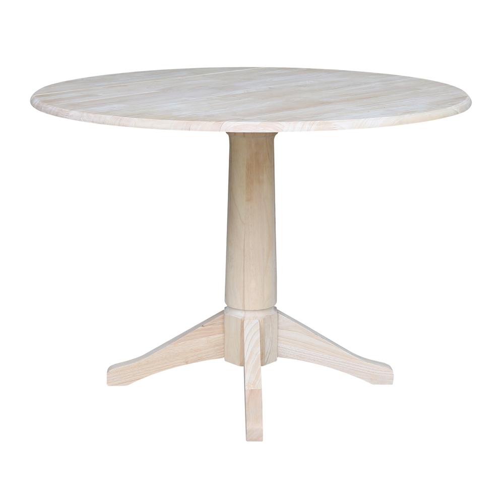42" Round Dual Drop Leaf Pedestal Table - 30.3"H, Unfinished, Ready to finish. Picture 2
