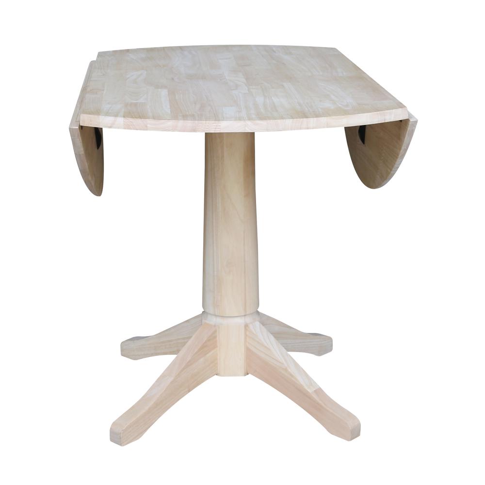 42" Round Dual Drop Leaf Pedestal Table - 30.3"H, Unfinished, Ready to finish. Picture 4