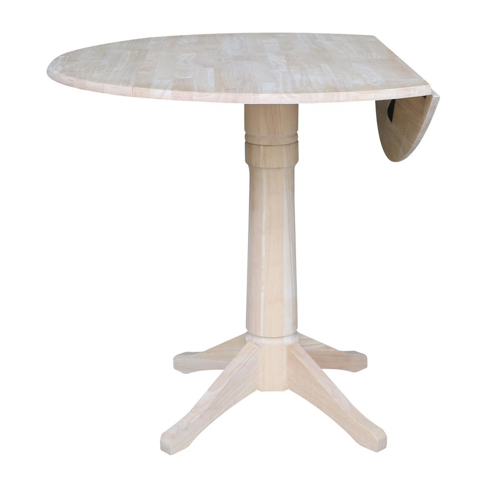 42" Round Dual Drop Leaf Pedestal Table - 36.3"H, Unfinished, Ready to finish. Picture 3