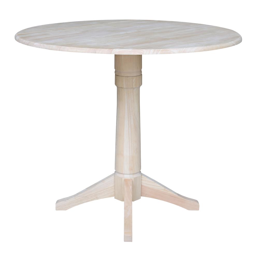 42" Round Dual Drop Leaf Pedestal Table - 36.3"H, Unfinished, Ready to finish. Picture 2
